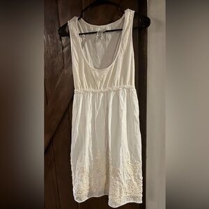 White summer dress , size medium , lovely rose pattern at the bottom.